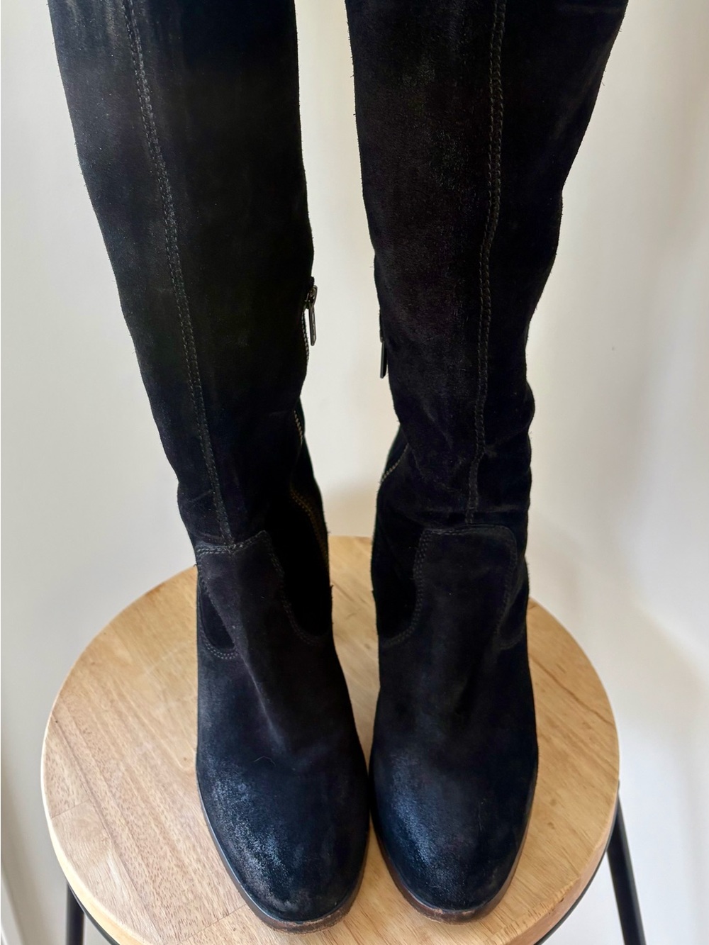 Frye Black Suede Over-the-Knee Boots